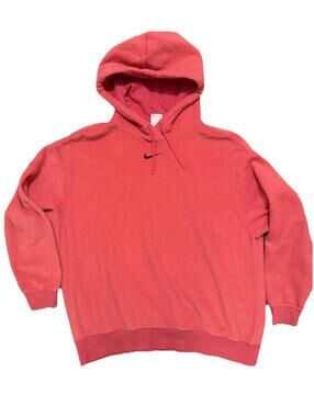 Nike Essentials  Plush Fleece Hoodie Womens Medium Center Swoosh Pink Sweatshirt